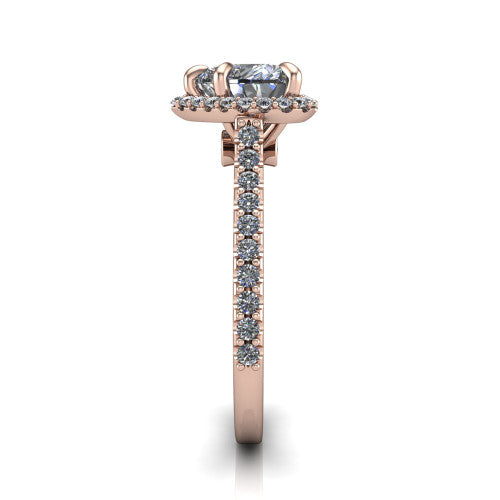 Vivienne Heart Shape Halo Engagement Ring in 18K Rose Gold
