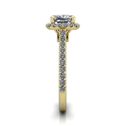 Vivienne Cushion Shape Halo Engagement Ring in 18K Yellow Gold
