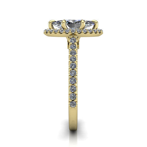 Vivienne Marquise Shape Halo Engagement Ring in 18K Yellow Gold