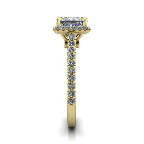 Vivienne Princess Shape Halo Engagement Ring in 18K Yellow Gold