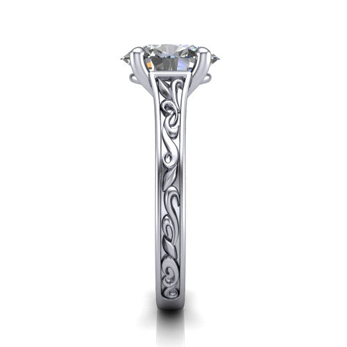 Sylvia Oval Shape Solitaire Engagement Ring in 18K White Gold