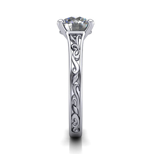 Sylvia Round Shape Solitaire Engagement Ring in 18K White Gold