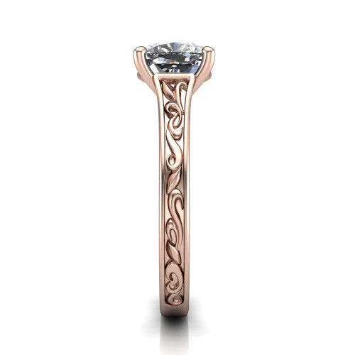 Sylvia Cushion Shape Solitaire Engagement Ring in 14K Rose Gold