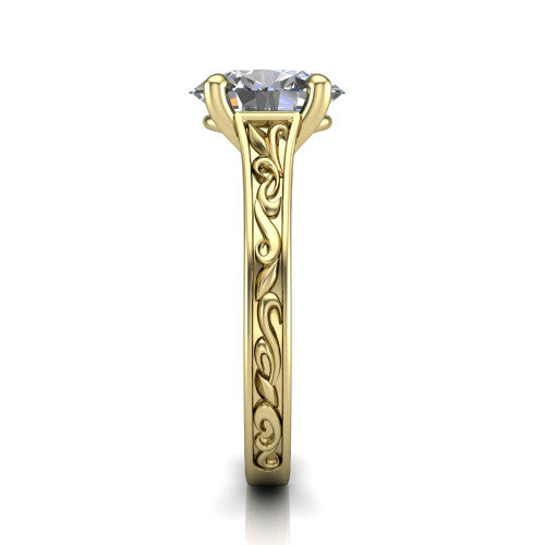 Sylvia Oval Shape Solitaire Engagement Ring in 14K Yellow Gold