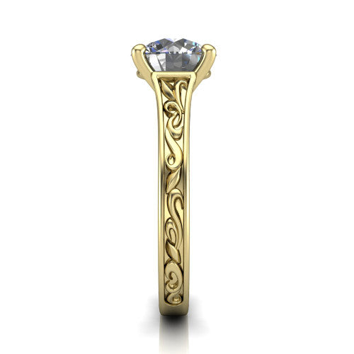 Sylvia Round Shape Solitaire Engagement Ring in 18K Yellow Gold