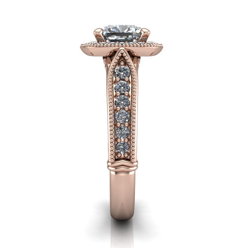 Liana Cushion Shape Halo Engagement Ring in 14K Rose Gold