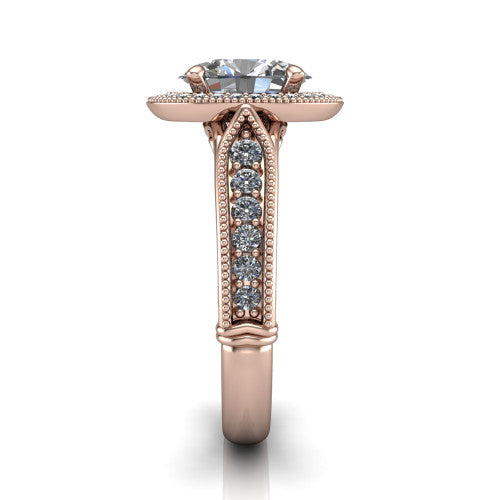 Liana Oval Shape Halo Engagement Ring in 18K Rose Gold