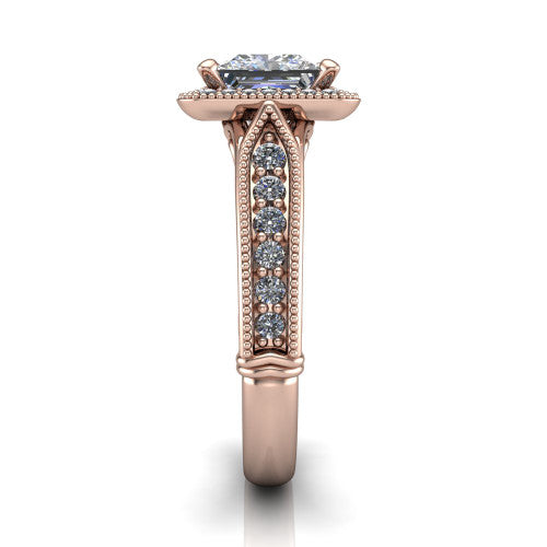 Liana Princess Shape Halo Engagement Ring in 18K Rose Gold