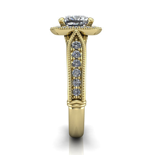 Liana Cushion Shape Halo Engagement Ring in 14K Yellow Gold