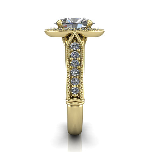 Liana Oval Shape Halo Engagement Ring in 14K Yellow Gold