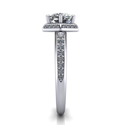 Tessa Cushion Shape Halo Engagement Ring in 14K White Gold