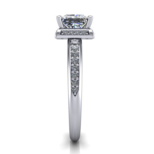 Tessa Princess Shape Halo Engagement Ring in 14K White Gold