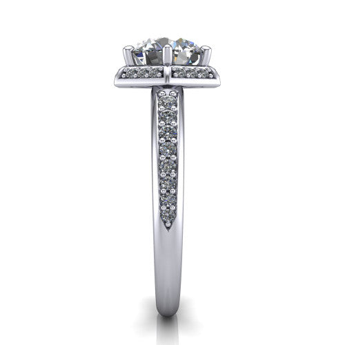Tessa Round Shape Halo Engagement Ring in 14K White Gold