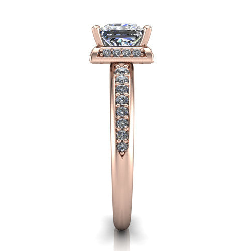 Tessa Princess Shape Halo Engagement Ring in 14K Rose Gold