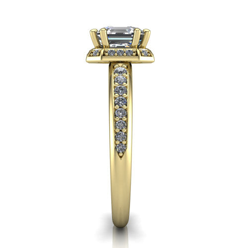 Tessa Square Emerald Shape Halo Engagement Ring in 14K Yellow Gold
