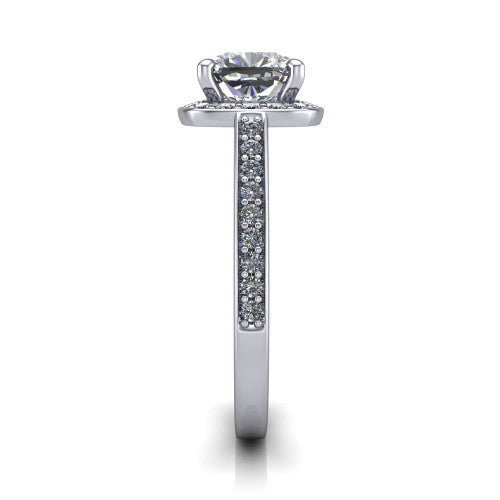 Danica Cushion Shape Halo Engagement Ring in Platinum