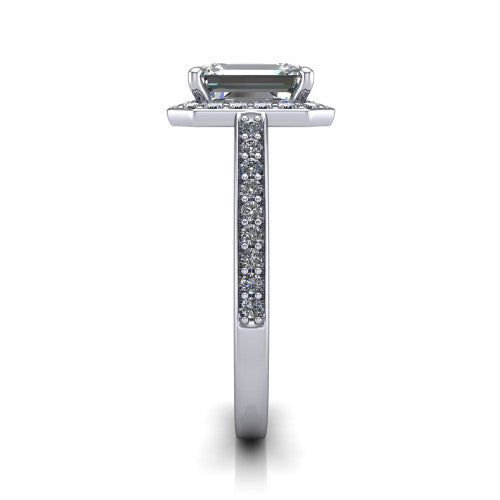 Danica Emerald Shape Halo Engagement Ring in 14K White Gold