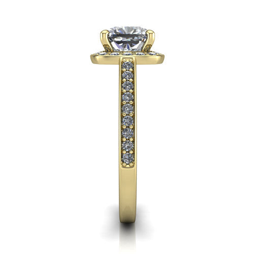 Danica Cushion Shape Halo Engagement Ring in 14K Yellow Gold