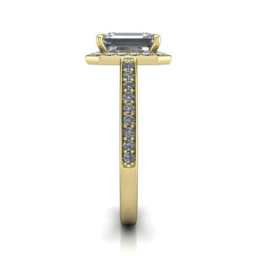 Danica Emerald Shape Halo Engagement Ring in 14K Yellow Gold