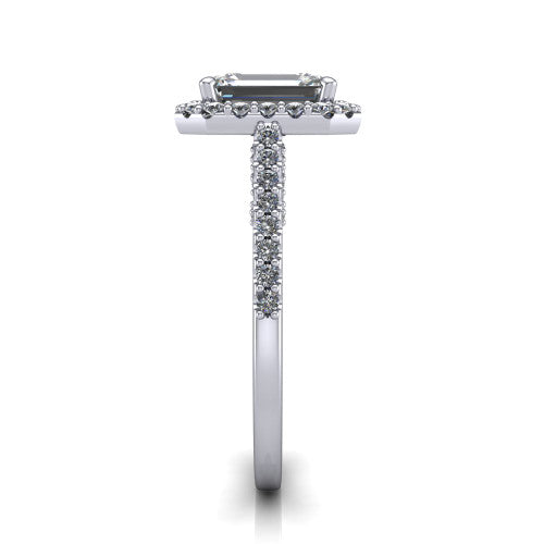 Veronica Emerald Shape Halo Engagement Ring in Platinum