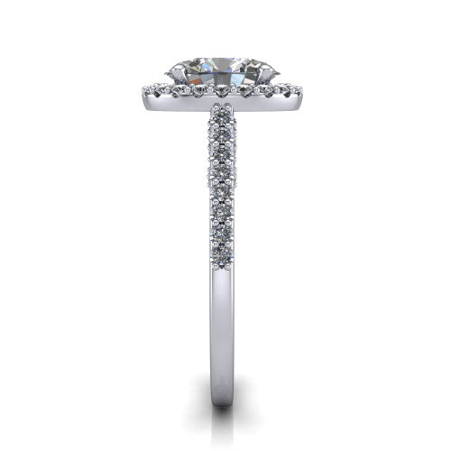 Veronica Oval Shape Halo Engagement Ring in Platinum