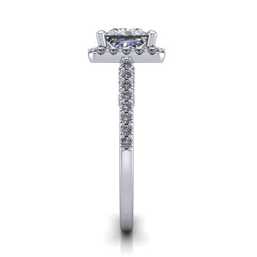 Veronica Princess Shape Halo Engagement Ring in Platinum