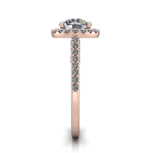 Veronica Round Shape Halo Engagement Ring in 18K Rose Gold
