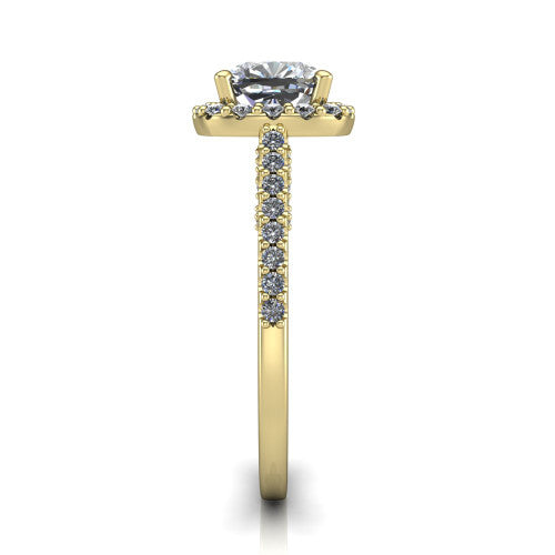 Veronica Cushion Shape Halo Engagement Ring in 14K Yellow Gold