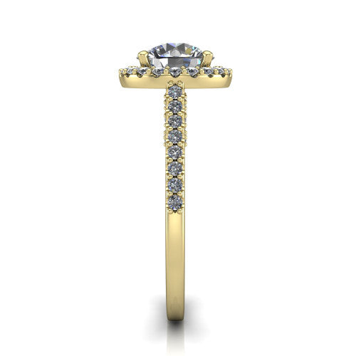 Veronica Round Shape Halo Engagement Ring in 18K Yellow Gold