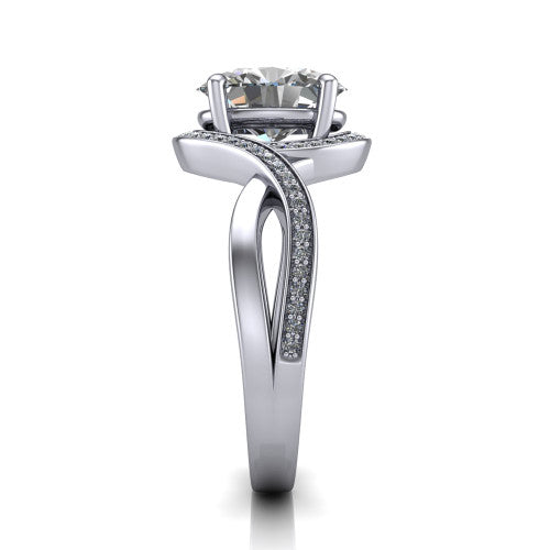 Alma Oval Shape Halo Engagement Ring in Platinum