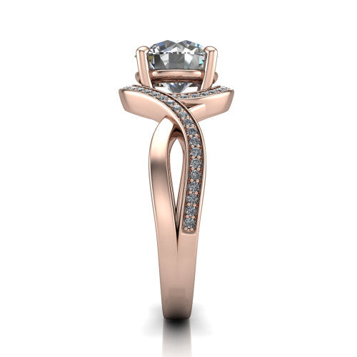 Alma Round Shape Halo Engagement Ring in 14K Rose Gold