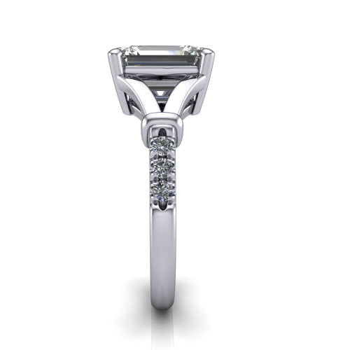 Linnea Emerald Shape Classic Engagement Ring in 14K White Gold