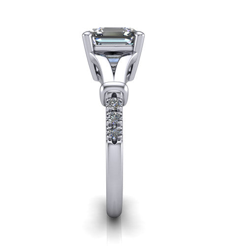 Linnea Square Emerald Shape Classic Engagement Ring in Platinum