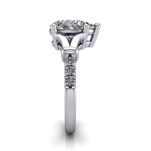 Linnea Pear Shape Classic Engagement Ring in 14K White Gold