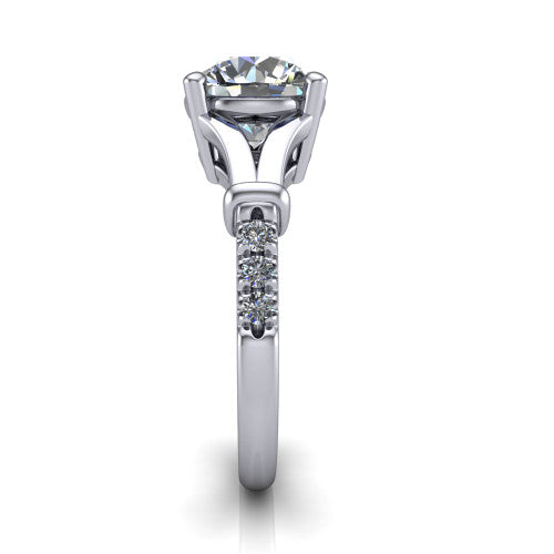 Linnea Round Shape Classic Engagement Ring in 18K White Gold