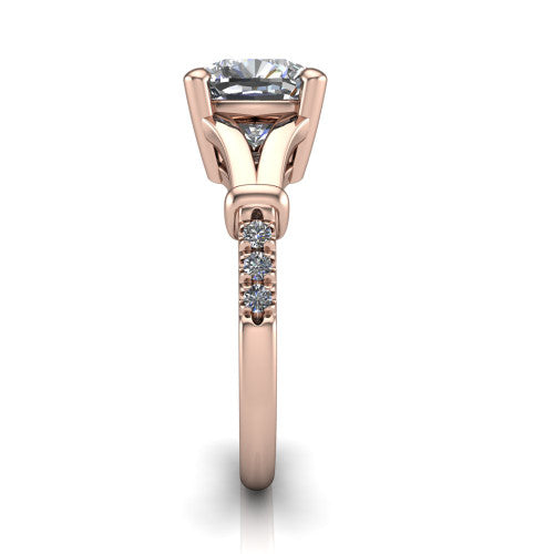 Linnea Cushion Shape Classic Engagement Ring in 18K Rose Gold