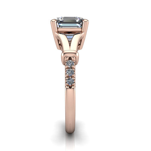 Linnea Square Emerald Shape Classic Engagement Ring in 18K Rose Gold