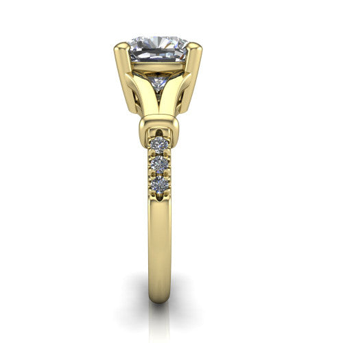 Linnea Cushion Shape Classic Engagement Ring in 18K Yellow Gold