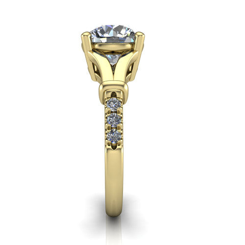 Linnea Round Shape Classic Engagement Ring in 18K Yellow Gold