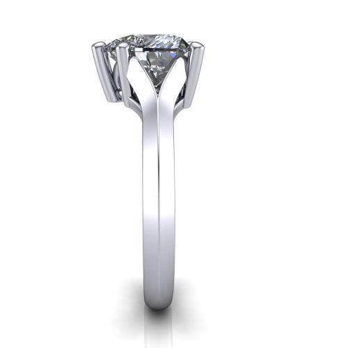 Joanna heart solitaire engagement ring in 14K White Gold, side profile showing the cathedral shank and polished band