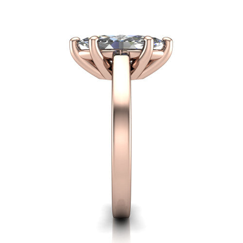 Itzel marquise-cut classic engagement ring in 18K Rose Gold, side profile showing the hidden halo and polished band