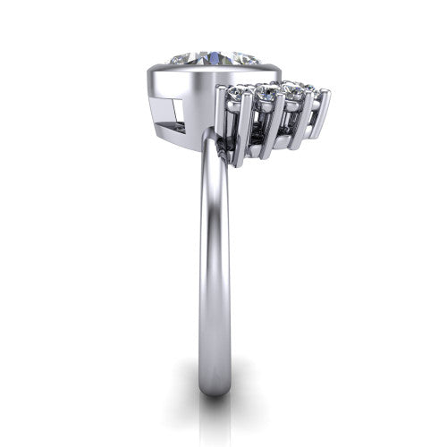 Kiara cushion-cut crown halo engagement ring in 14K White Gold, side profile showing the diamond crown and polished band