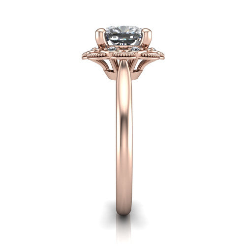 Aliyah Cushion Shape Halo Engagement Ring in 14K Rose Gold