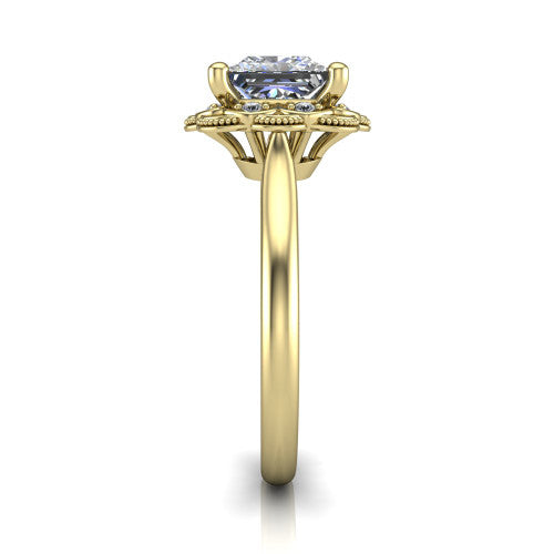 Aliyah Princess Shape Halo Engagement Ring in 14K Yellow Gold