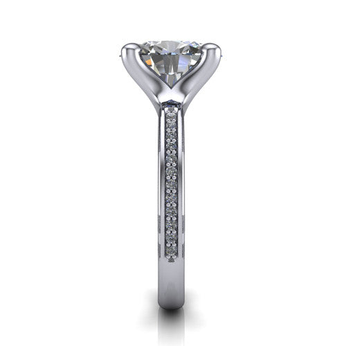 Amina Oval Shape Classic Engagement Ring in 18K White Gold