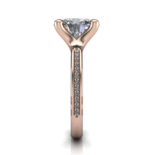 Amina Oval Shape Classic Engagement Ring in 14K Rose Gold