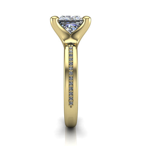 Amina Princess Shape Classic Engagement Ring in 14K Yellow Gold