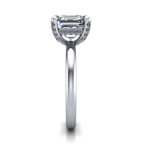 Alaia Square Emerald Shape Classic Engagement Ring in 18K White Gold