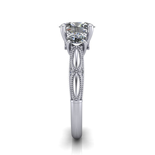 Alessia Oval Shape Three Stone Engagement Ring in Platinum