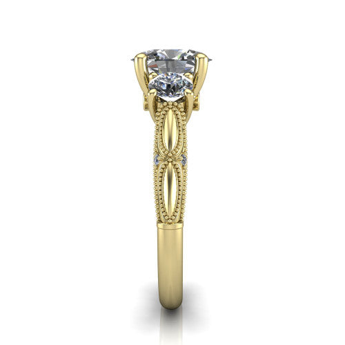 Alessia Oval Shape Three Stone Engagement Ring in 18K Yellow Gold